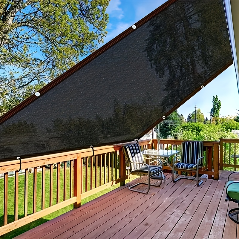 1pc heavy duty black sun shade net uv protection waterproof pe material striped pattern with hook loop closure for outdoor   courtyards greenhouses balcony shade cover striped pattern net durable sunshade waterproof sun shade