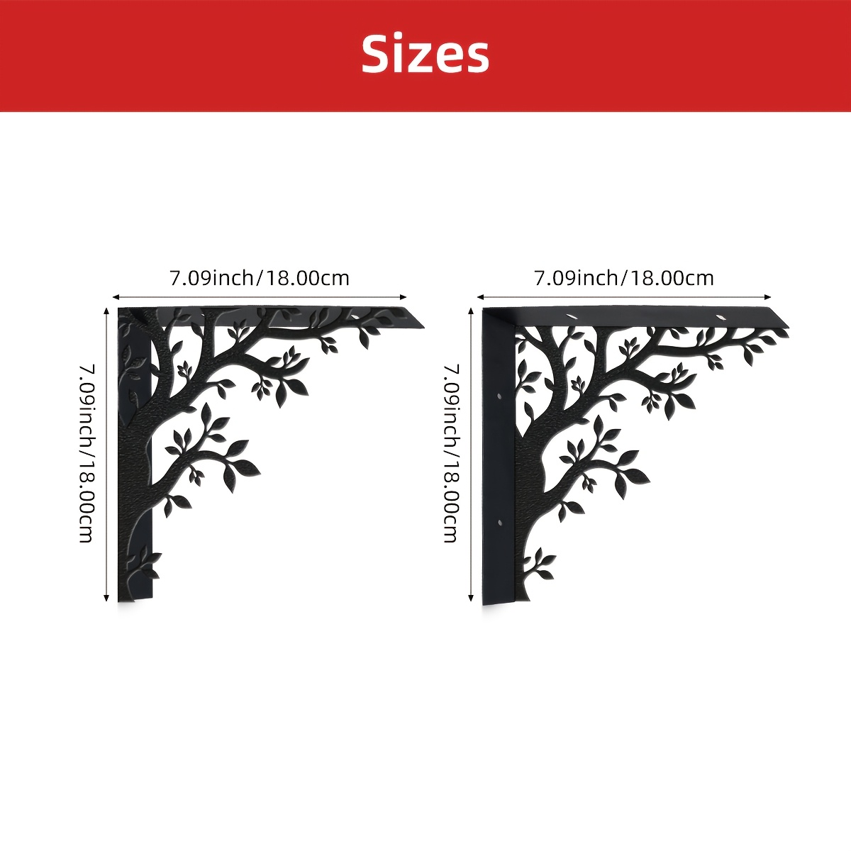 TEMU Lot de 2 étagères murales en métal d'arbre de vie en L, parfaites pour plantes, fleurs, serviettes et autres objets ; murale ; une solution de