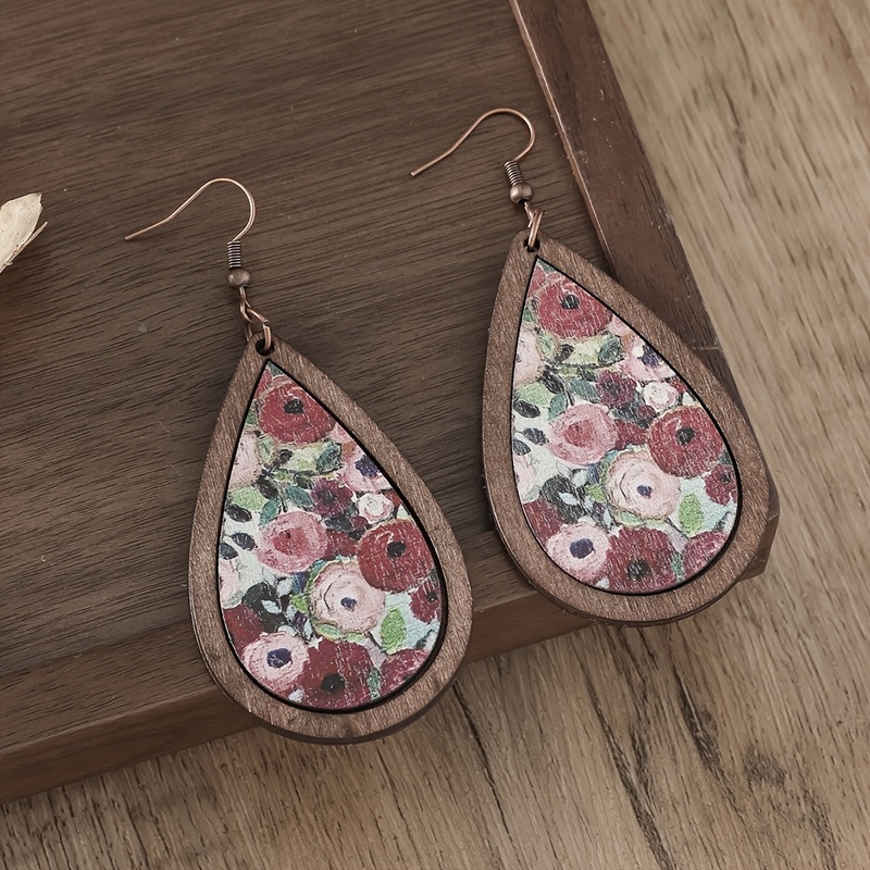 

Boucles d'Oreilles Pendantes en Bois à Imprimé -Chic - Parfaites pour & les Vacances, Boucles d'Oreilles Chic