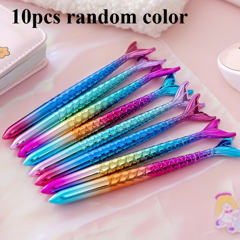Random 10pcs Cute Mermaid Design Neutral Pens, Signature Pens, 0.5mm