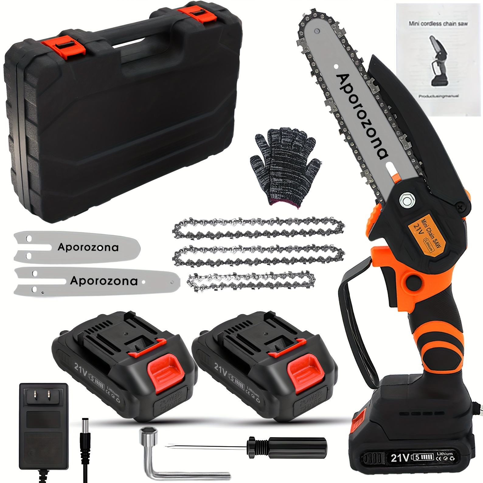 

1set Mini Chainsaw Cordless 6 Inch [gardener Friendly] Super Handheld Rechargeable Chain Saw With Upgraded 3 Chains 2 Piece 21v Batteries, Small Battery Powered For Wood/trees Cutting