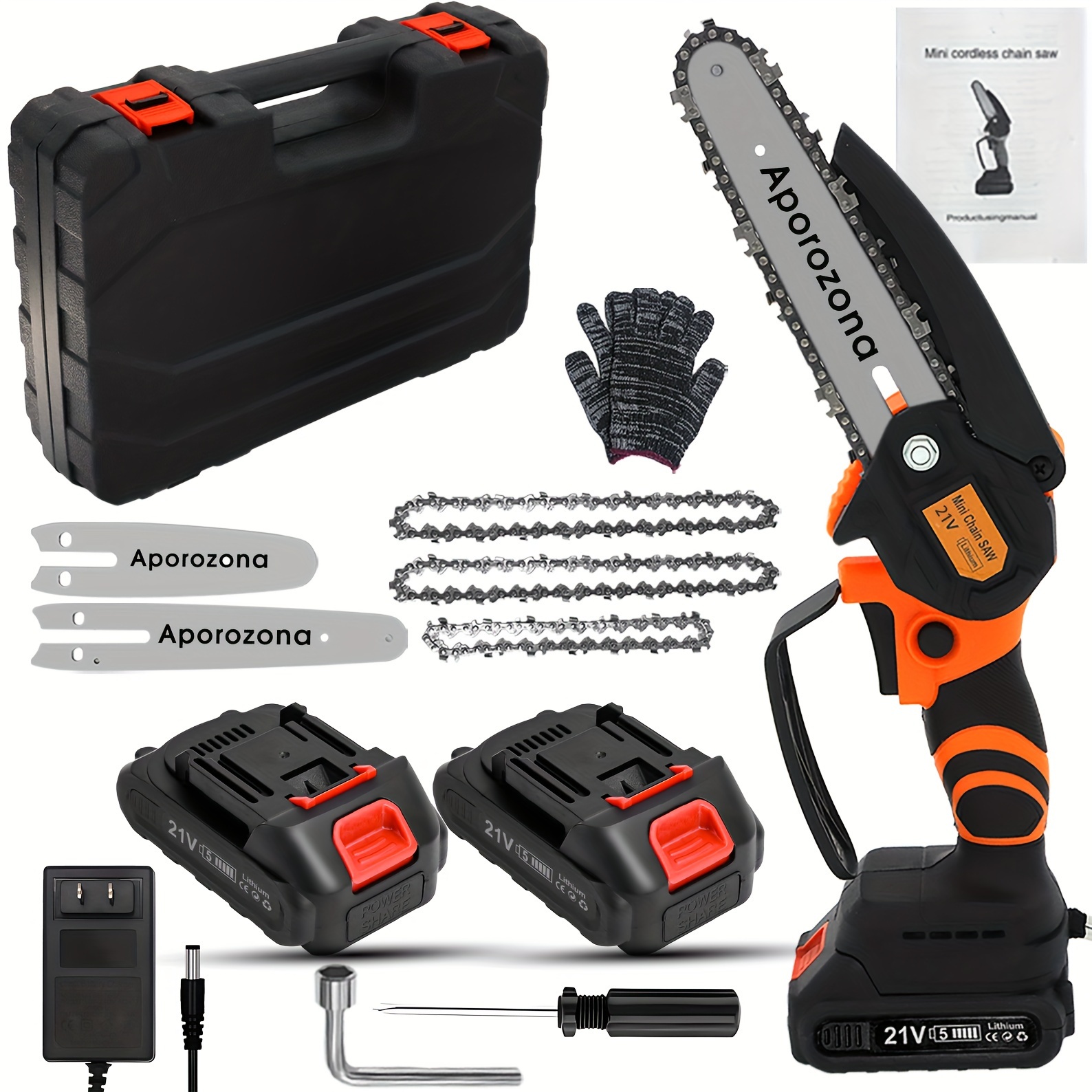 

Mini Chainsaw Cordless 6 Inch [gardener Friendly] Super Handheld Rechargeable Chain Saw With Upgraded 3 Chains 2pcs 21v Batteries, Small Battery Powered For Wood/trees Cutting