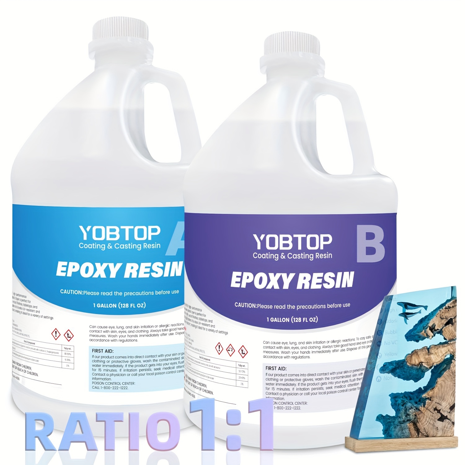 

Epoxy Resin 2 Gallon Kit, Epoxy Resin, Not Yellowing, , Resin & Fast Curing Resin For Coating, Casting, Table Top, , Countertop, Wood, Jewelry, Diy, Tumblers, Art