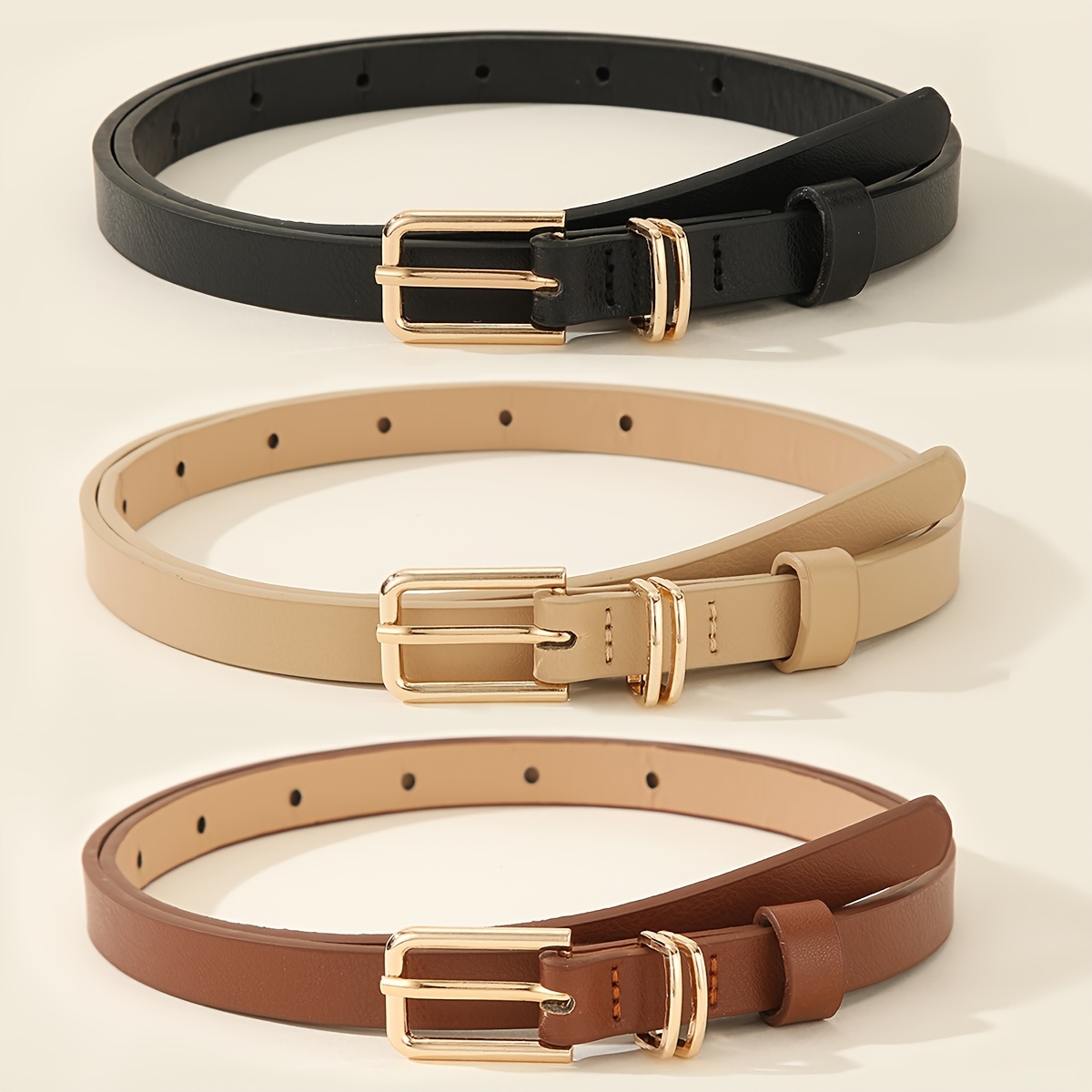 TEMU 1/3pcs Set Simple And Elegant Women' Belts, Classic Versatile Solid Color Belts, Fashion Belts, Preppy Style Belts, Trendy Belts For Trousers,