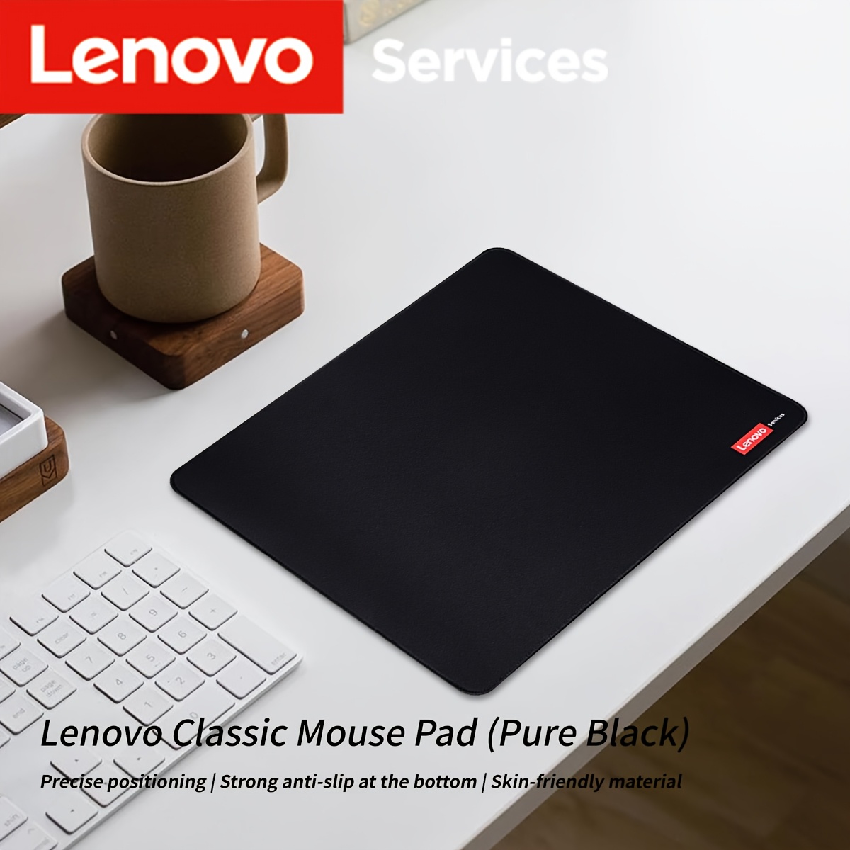 Lenovo Classic Non-Slip Gaming and Office Mouse Pad - Large Desk Mat with Anti-Slip Base, Precision Tracking, Easy-Clean Surface for PC, Laptop, Computer - Compatible with Lenovo Computers, Large Mousepad for Desk, Sleek Design