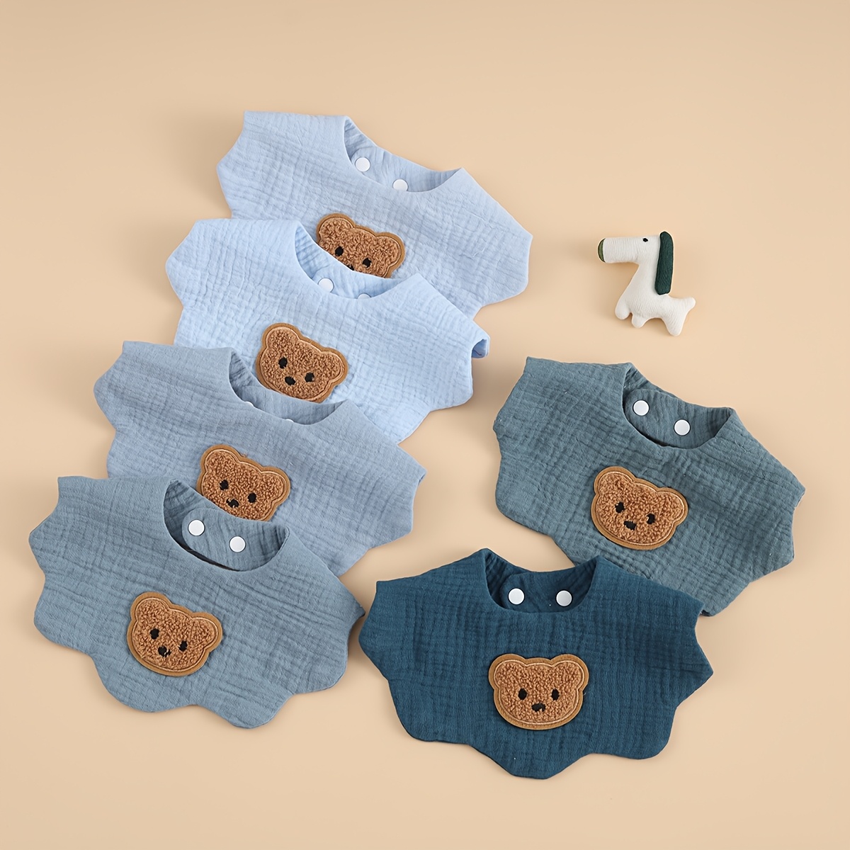 6pcs Cotton Baby Bibs, Breathable, Absorbent, Comfortable, Skin-friendly, Cute Drool Bibs