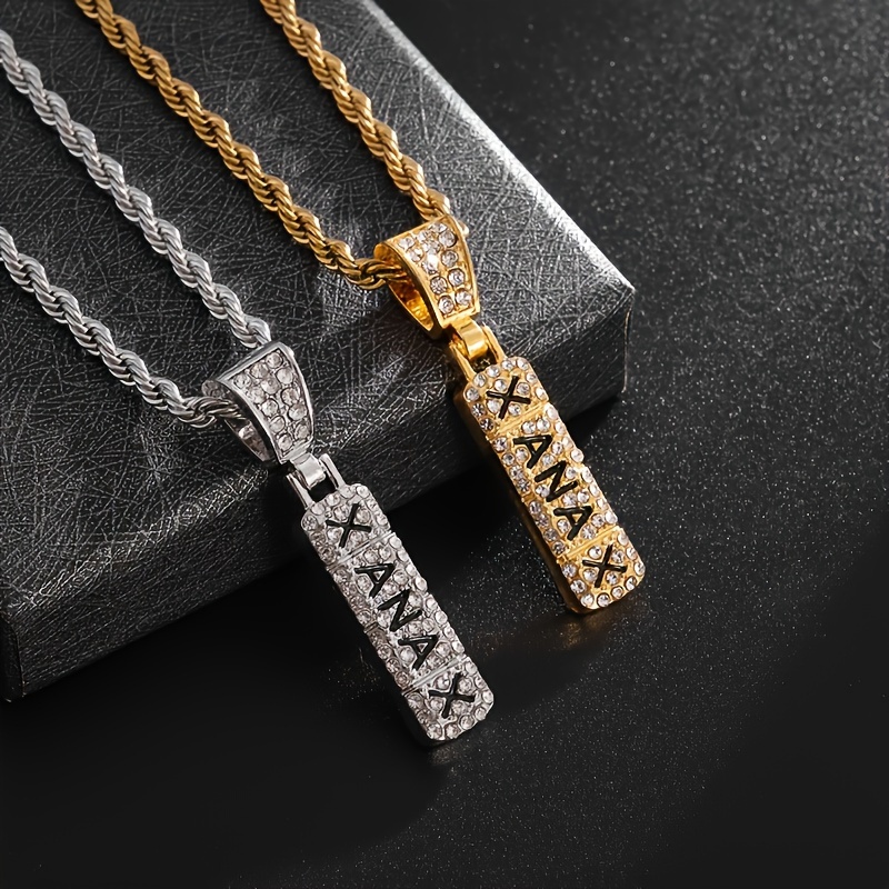 Unisex Ice Lucky Letter Necklace, Sparkling Gift
