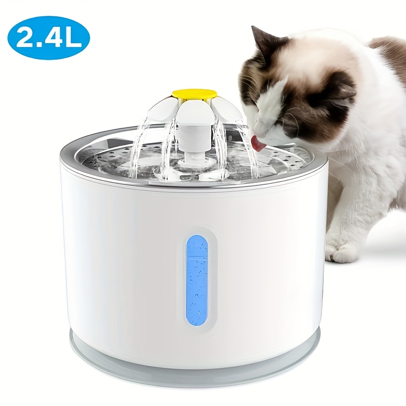 

Pet Fountain, Cat Water Fountain, Automatic Water Dispenser, Circulating Filtration System, Easy-to-see Water Level, , 2.4l Capacity