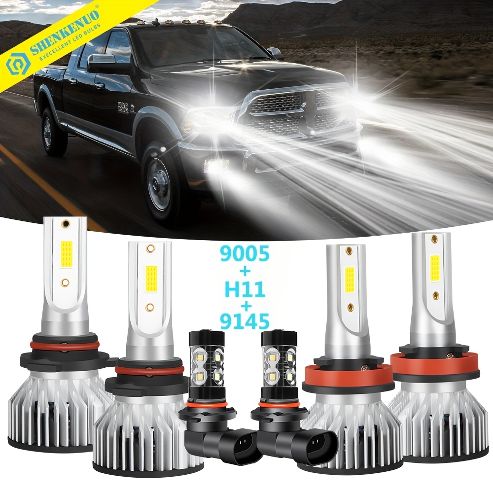 TEMU Set Of 6 Led Headlight And Fog Light Bulbs For For Models 1500 To 5500 From 2009 To 2018, Without Battery