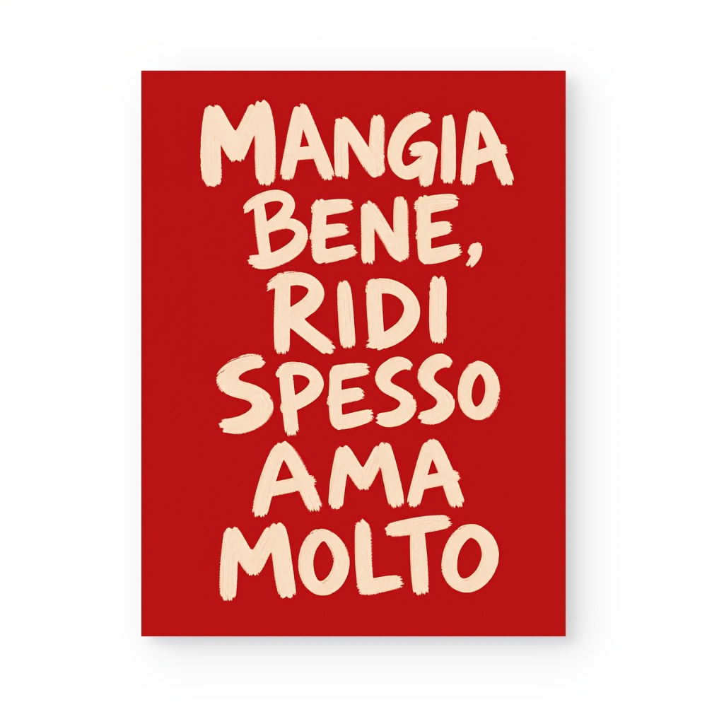 TEMU Stampa su tela 2D piatta, poster e stampe senza cornice - Stampa minimalista con lettere ispiratrici e citazione italiana "Mangia bene, ridi , "