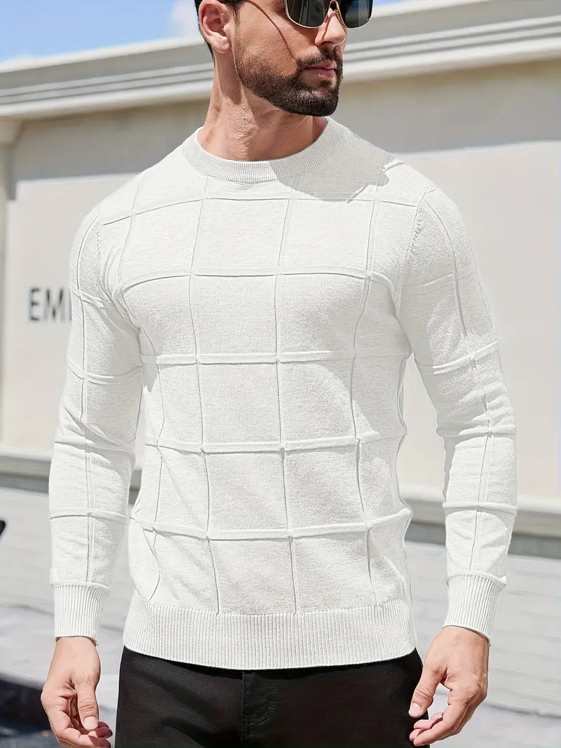 mens heavyweight 100 polyester sweater solid grey round neck long sleeve pullover with h shape silhouette ribbed neckline machine washable casual formal wear durable everyday layering essential Product details 21