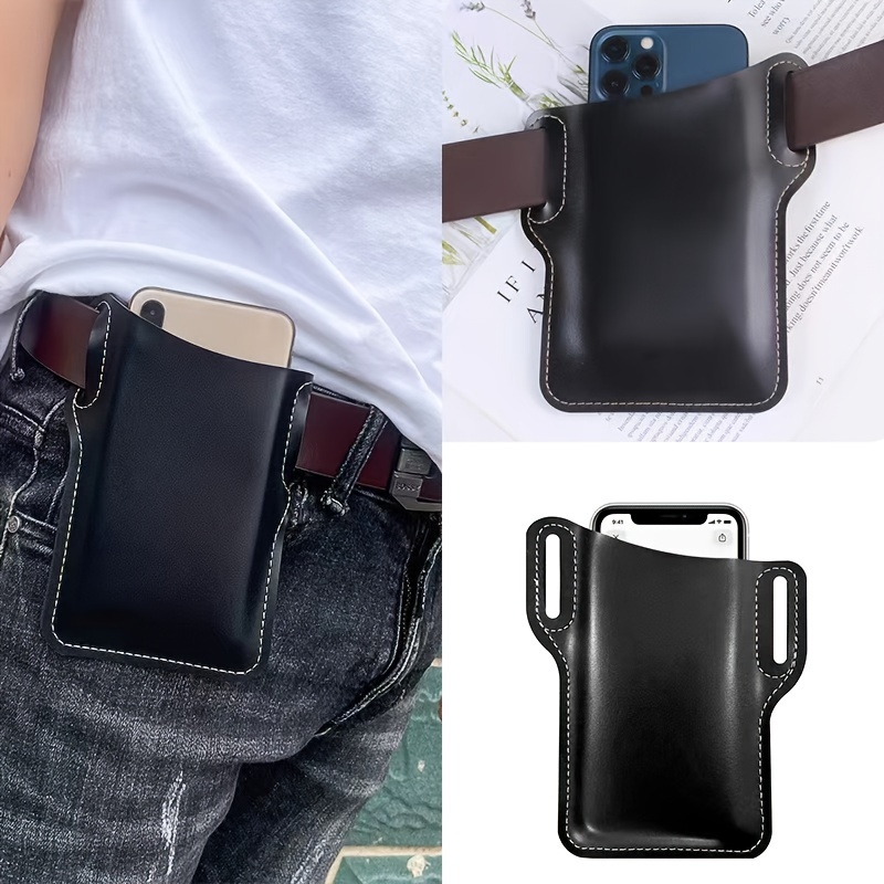 

Genuine Leather Cell Phone Holster With Belt Loop, Vintage Vertical Phone Pouch For Sports, Outdoor Activities Sport Waist Bag