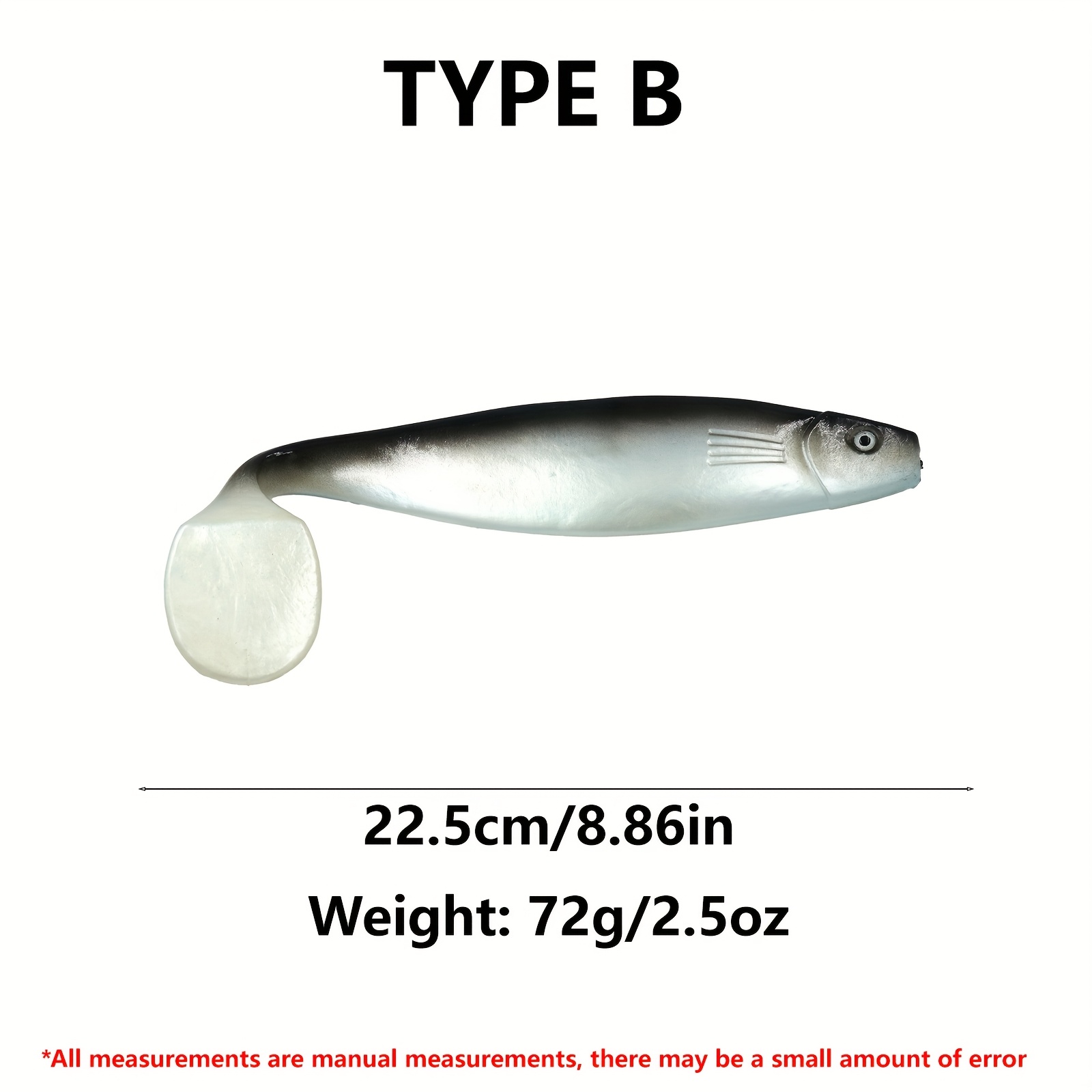 TEMU 1pc Of 70g/23.5cm Large Mermaid Soft Bait, Big Lure Realistic Soft Bait, Outdoor Saltwater Deep-sea Fishing Lure, Pvc Material T-tail Soft Fish,