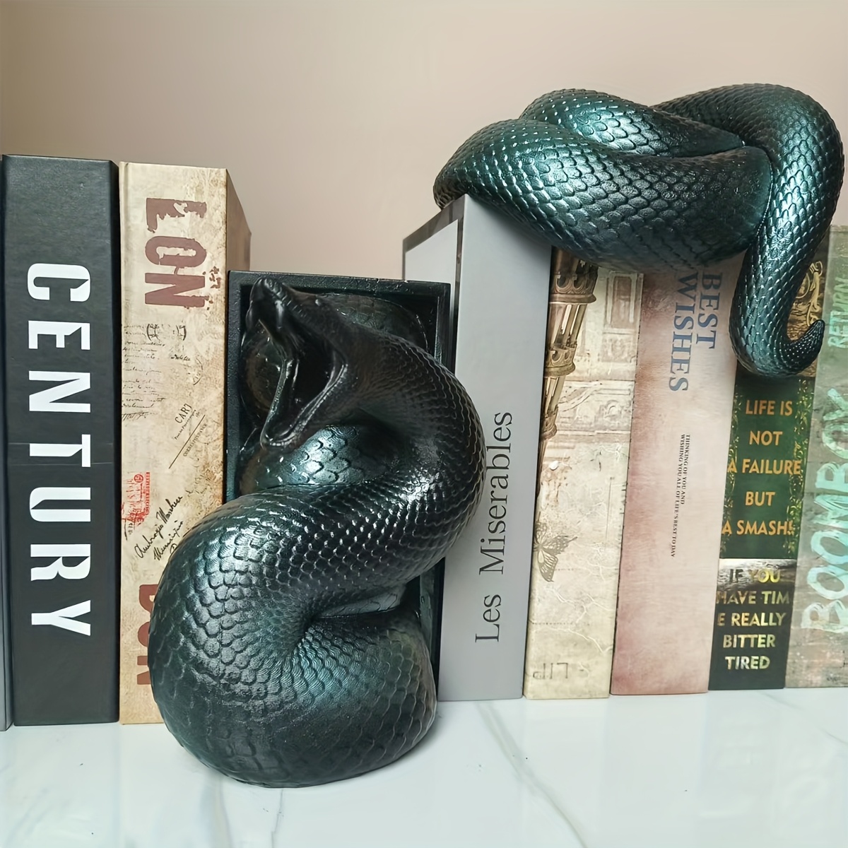 TEMU 2pcs Resin Bookends, Art , Head And Tail Parts, Ideal For Bookshelf, Office Decor, Bookends For Bookshelf