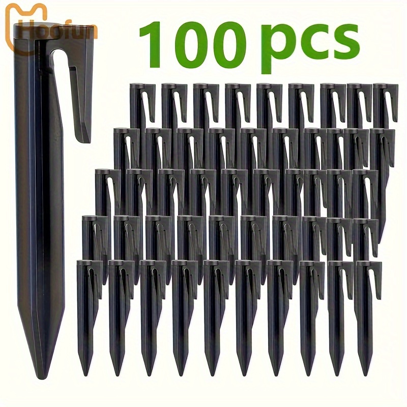 

100pcs/150pcs Tent Nails, Beach Nails, Garden Mower Cable Accessories, Plastic Grounding Stakes, Camping Outdoor Thread Ground Nails, Windproof Fixing Nails