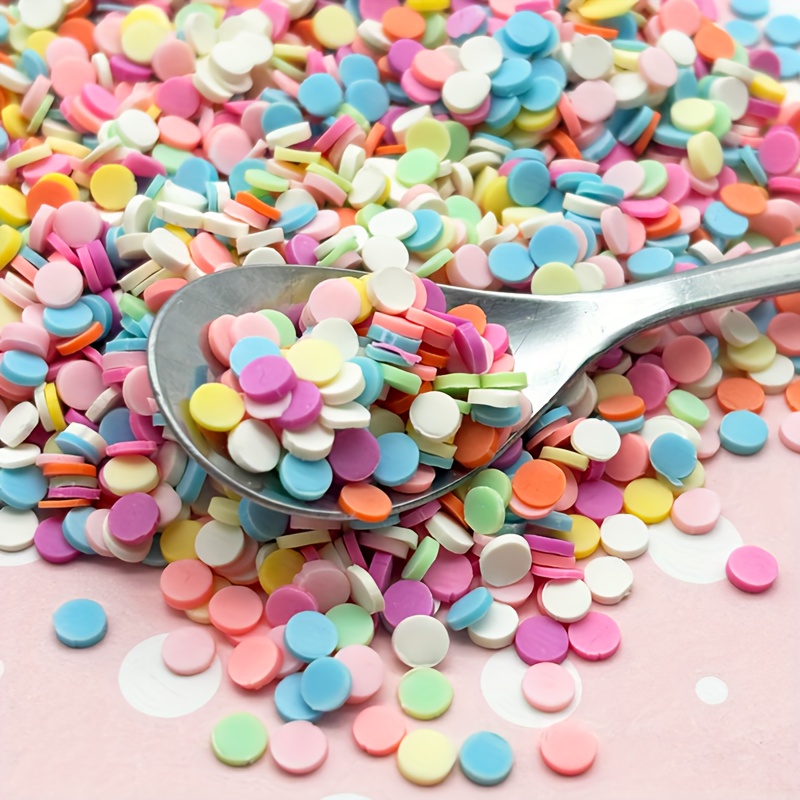 

1000pcs, 5mm Pastel Polymer Clay Round Rainbow Round Fake Sprinkles, Polymer Clay Slime, , Or Fake Bake Supplies