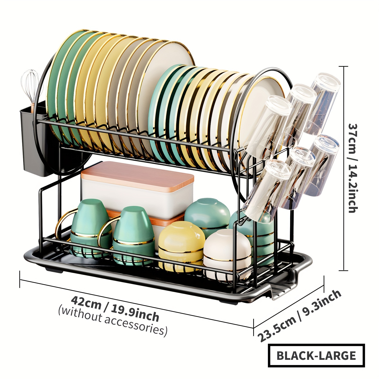 a   of two layer drying innovative storage rack a multifunctional large capacity shelf for the kitchen minimalist decor detachable and easy to   black Product details 8