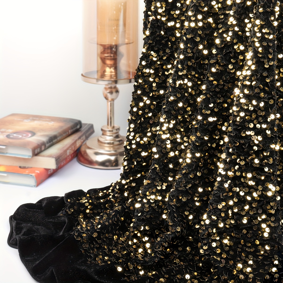 2y black fabric yard sequin velvet fabrics burnt materials - Temu