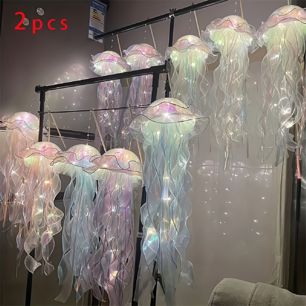 

2-pack Jellyfish Hanging Lamps With Led Lights - Battery-powered Decorative Lanterns For Weddings, Birthdays, Anniversaries - Party Decor For Indoor & Outdoor, Seasonal Celebrations ()