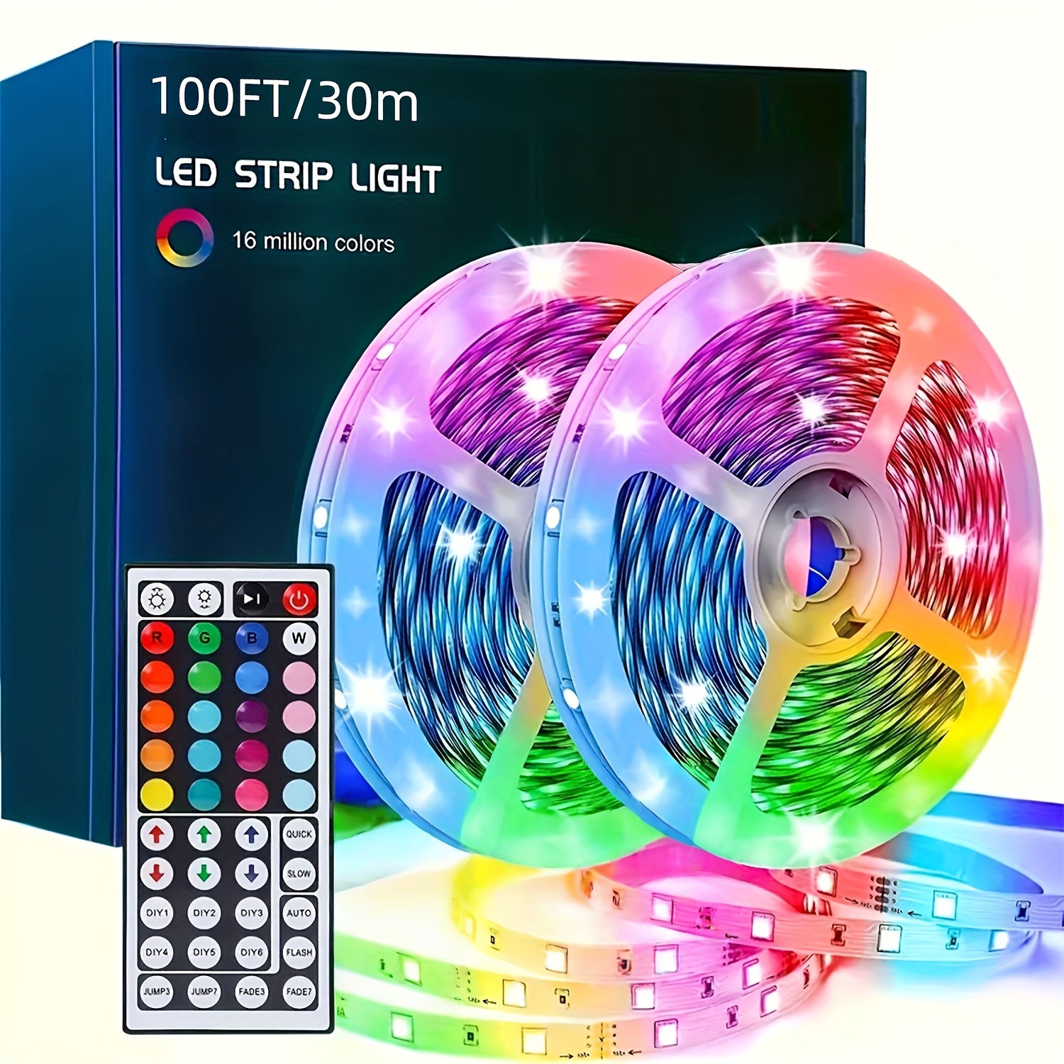   100  lights for bedroom color changing led strip lights with 44 keys remote and power supply led light strip for festival wedding decor happy carnival