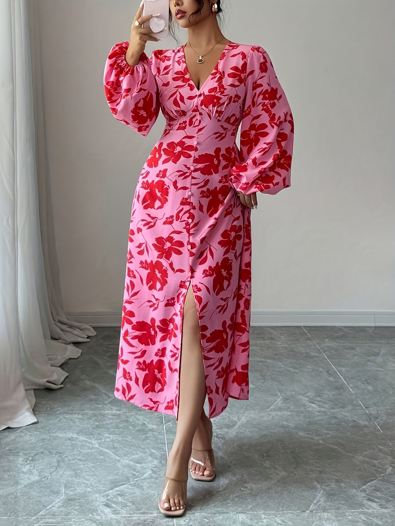 chinese dress ladies Cotton Linen Sun Dresses for Older Women Casual Loose Comfy V Neck Short  Sleeve Linen Maxi Dress Summer Lightweight Gauze Flowy Maxi Dresses Tea  Length Tshirt Dress Beach Vacation Outfits 2025 at main image 0
