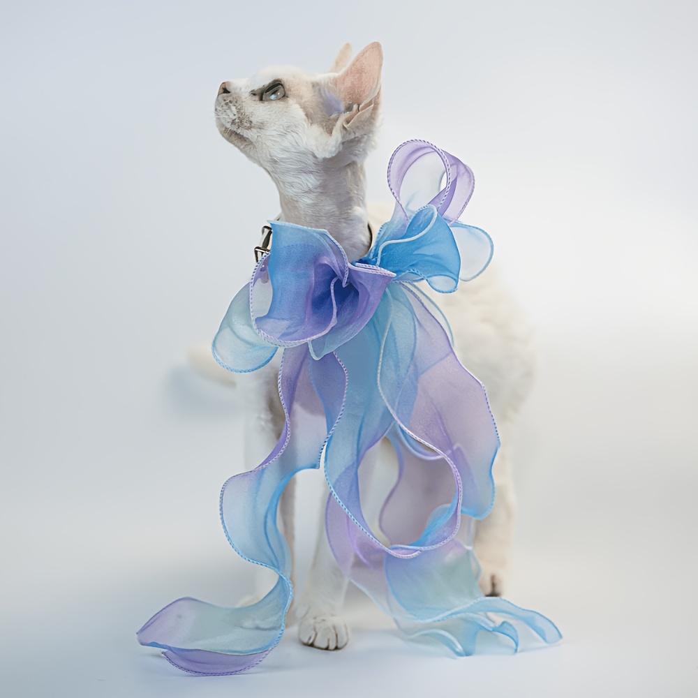 Ombre Pearlescent Double-Layer Bow Pet Collar for Small Dogs