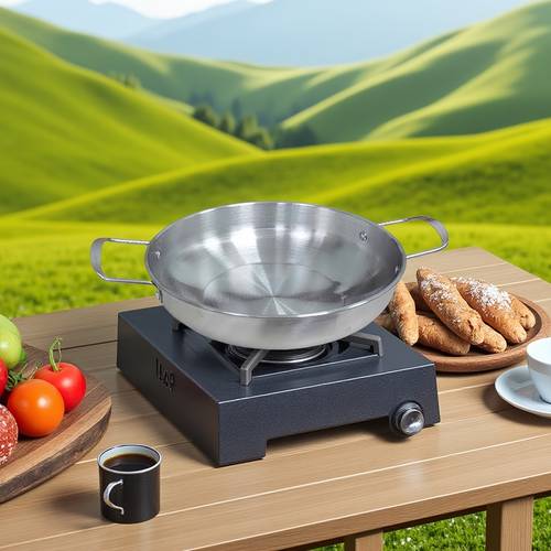 1 Stainless Steel Outdoor Seafood Pot with Handle - Portable Camping Pan and Noodle Cooker, Coating, Suitable for Induction and Gas Stoves | Making Soups & More | Durable & Easy to Clean | Essential Modern Kitchen Tool, Ideal for Thanksgiving, Avoids Dry Boiling