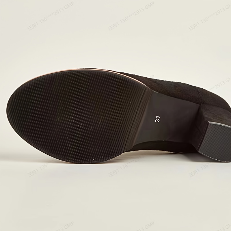 Women's Solid Color Elegant Pumps, Chunky Heel Lace-Up Shoes, Round Toe Daily Footwear