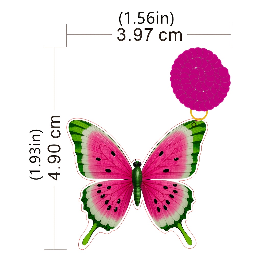 Women's Creative Rose-Red Butterfly Seed Bead Dangle Earrings