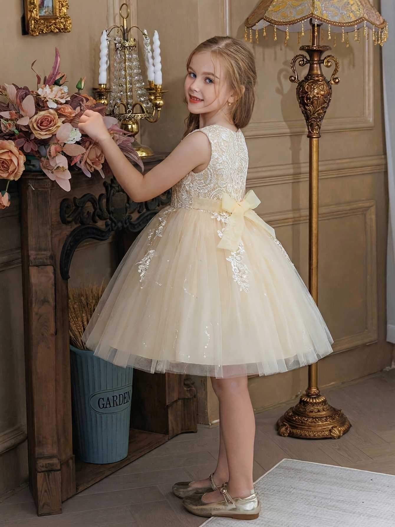 white christmas dresses Glam Party Gold Dress Size 3-4 main image 1