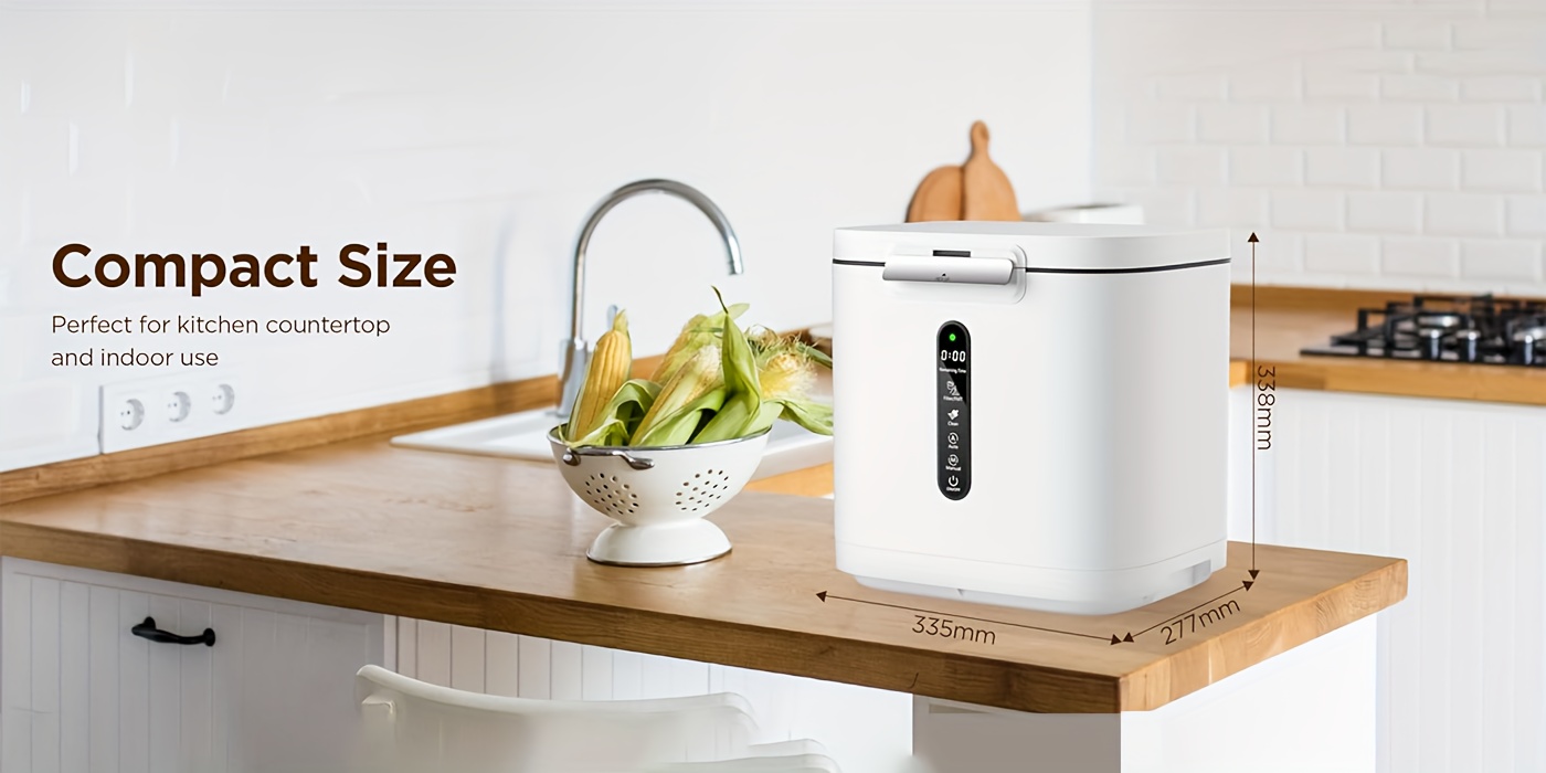 composter elettrico per cucina da interno 4l grande capacità composter da tavolo cucina smaltimento rifiuti macchina per compost domestico con display timer trasforma i rifiuti in pre-compost per piante dettagli 2