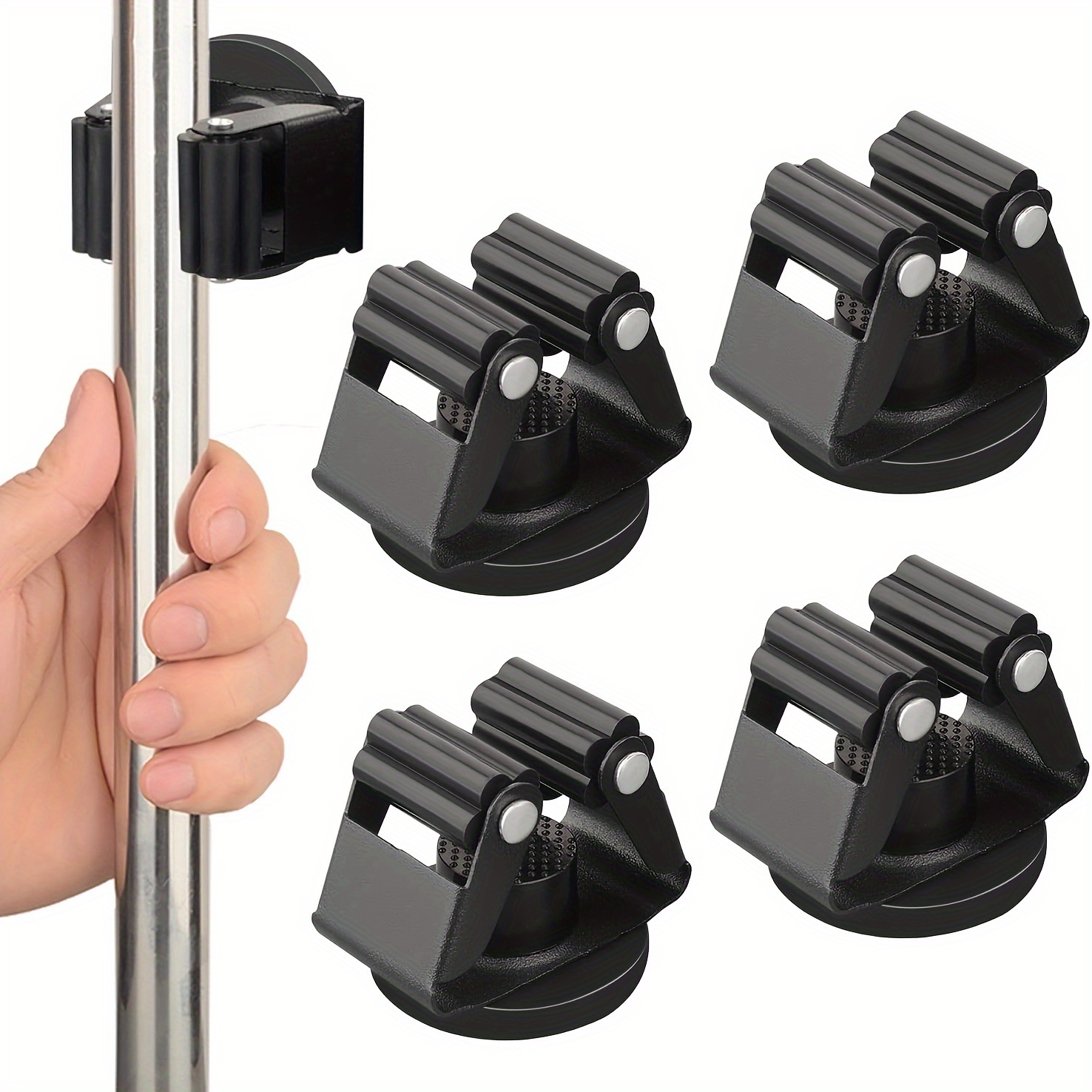 E-shop 4-teiliger Magnetischer Wischmopp-Halter, Zoll Wandmontage für Reinigungswerkzeuge – Robuster Bürstenhalter für Garage, Küche Werkstatt
