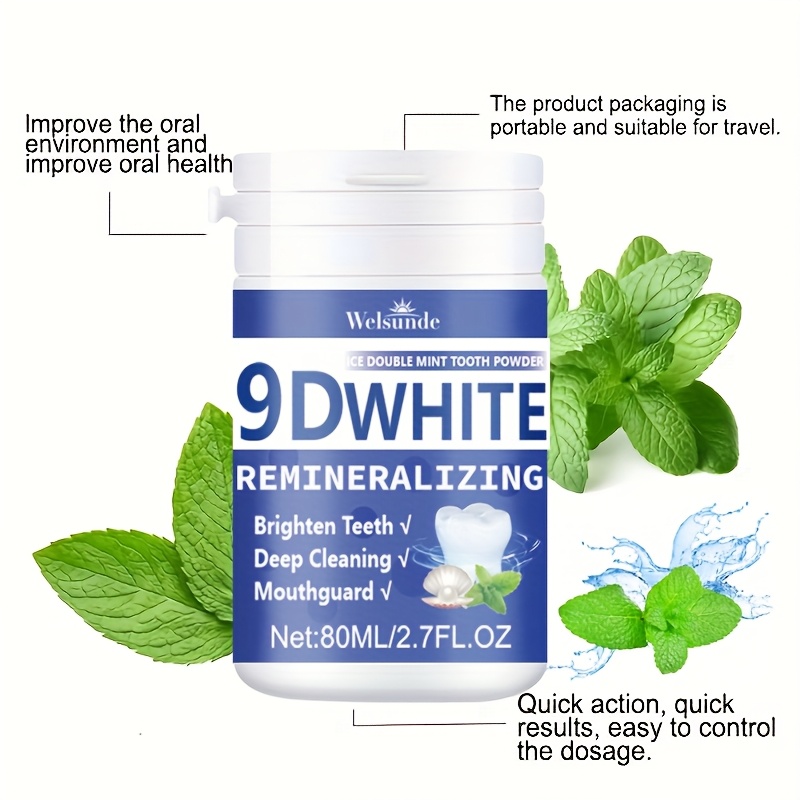 3pcs 9  remineralizing hydroxyapatite tooth powder 240ml 8 1fl oz deep cleaning mint flavored   ideal for oral health hygiene tooth brightening powder for   men and women ideal for daily deep cleaning of teeth Product details 1