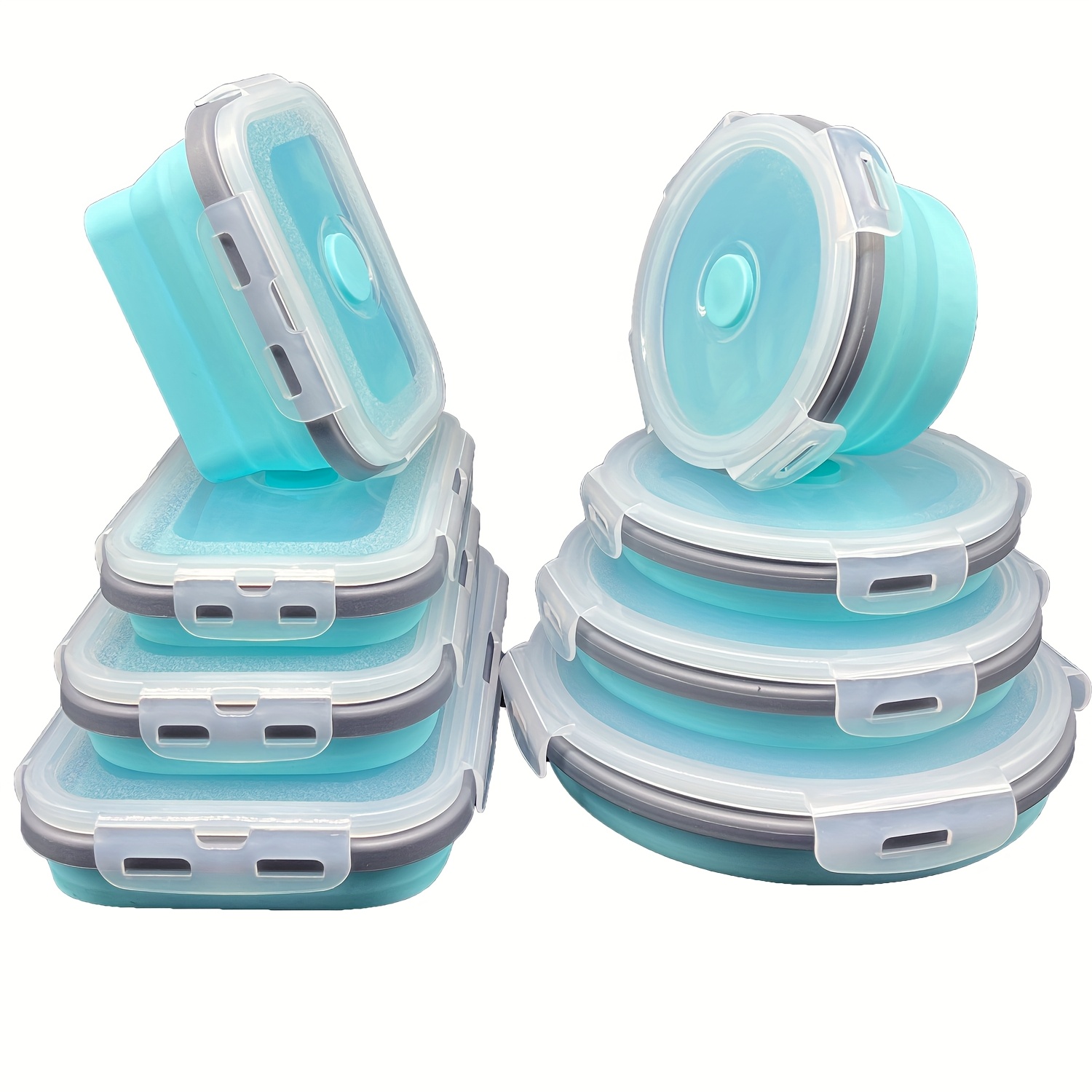 TEMU 8 Collapsible Food Storage Containers With Lids, Rv Collapsible Bowls, Silicone Food Storage Containers, Camping Food Containers, Silicone