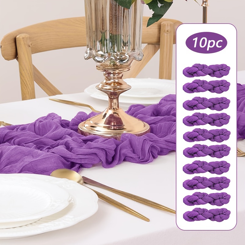 

10-pack Bohemian Sheer Cheesecloth Table Runner, Solid Color Polyester Rectangular Tablecloth For Wedding, Birthday, Baby Shower, Party, Christmas - Woven Decorative Table Linen