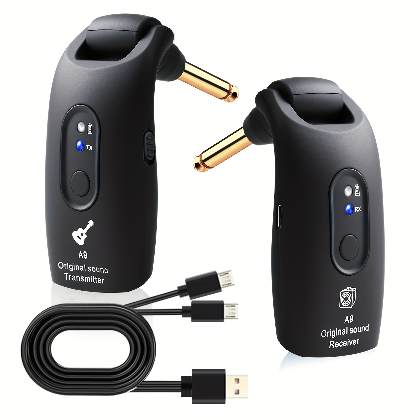 TEMU Wireless Guitar .4ghz Built-in Rechargeable Lithium Battery Rotatable Audio Wireless Transmitter Receiver For Acoustic Guitar Violin Keyboard
