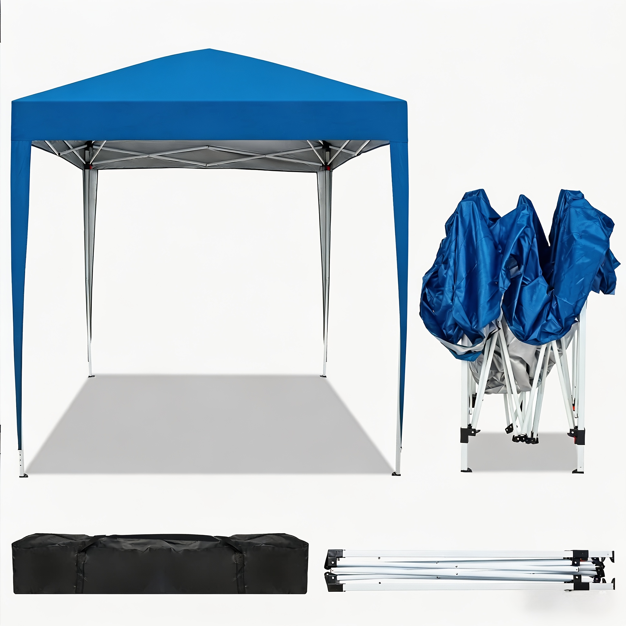 Image of 3.25*3.25m Pop Up Carport, Outdoor Storage Canopy, Temporary Removable Shelter For Car Truck Boat Bike, Heavy Duty Commercial Gazebo With Tensioner, Wheeled Bag, Sandbags, Stakes & Ropes(blue)