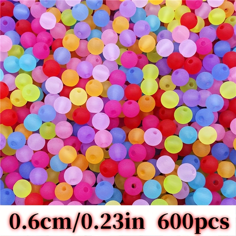 Image of 600/300pcs 8/6mm Frosted Transparent Beads, Acrylic Beads. Diy Bracelets, Necklaces, Jewelry.beads & Bead Assortments Mixed Color