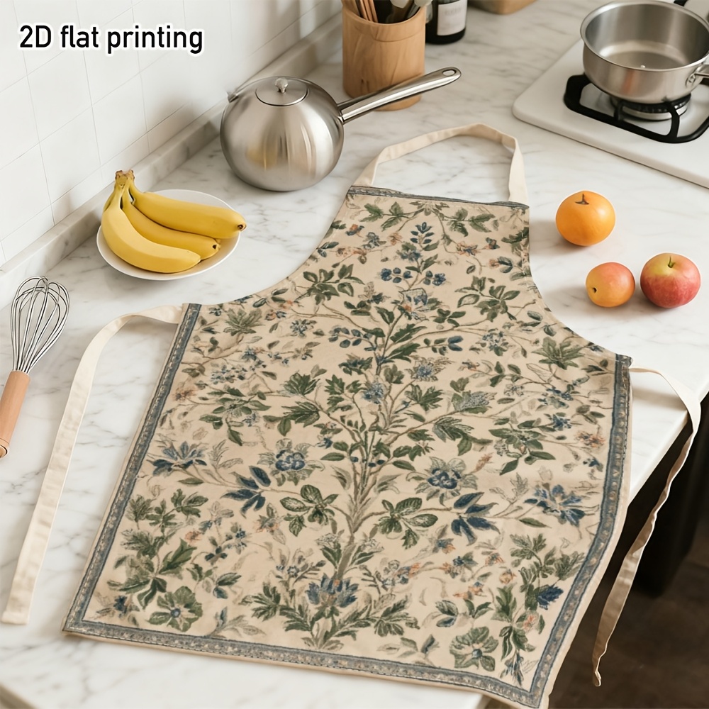 TEMU Vintage Paisley Botanical Apron With Floral - Flat 2d Suitable For Country Kitchens, Rustic Baking, British , Apron For Home Cooks, Gardening &