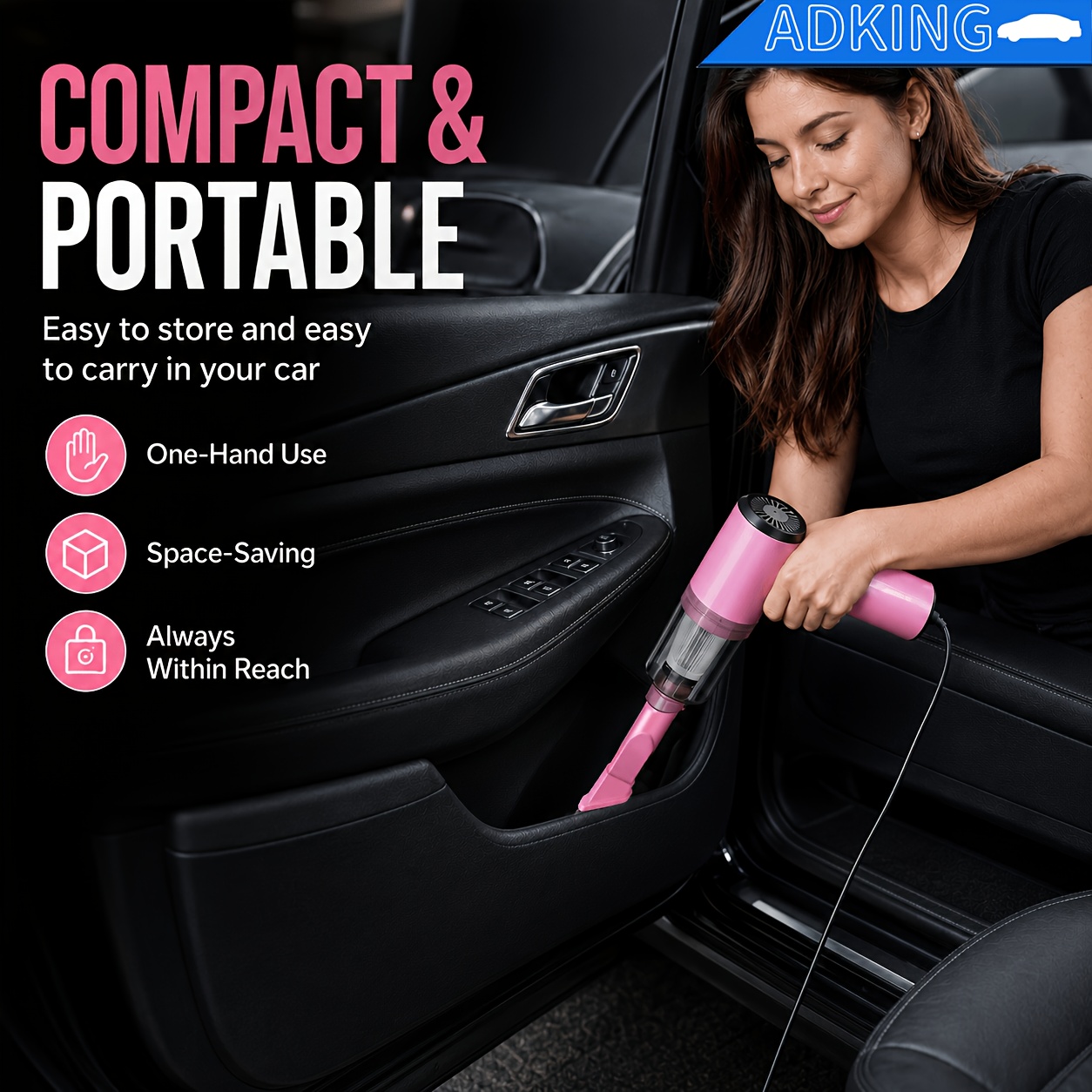 powerful 12v vacuum cleaner with handheld design   for pethair dust and     accessory kit Product details 2