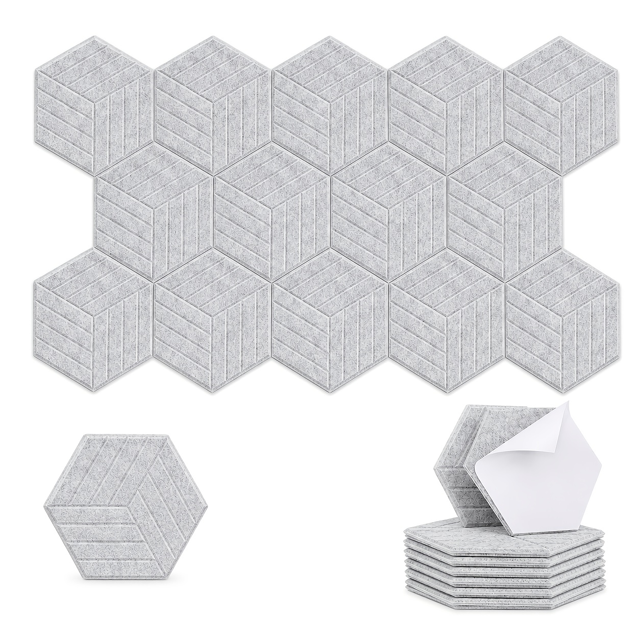 Image of Acoustic Panels, 12/24 Pack Hexagon Soundproof Wall Panels High Density Sound Absorbing Panel, Sound Proof Panels For Walls, Office, Recording Studio, Ceiling 12' X 10' X 0.4'