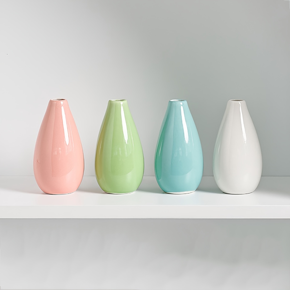 

1pc, Modern Ceramic Vase, Mini Bud Vases For Home Decor, Small Hydroponics Flower Vase, Bright Multi-colored Decorative Pieces, Contemporary Style