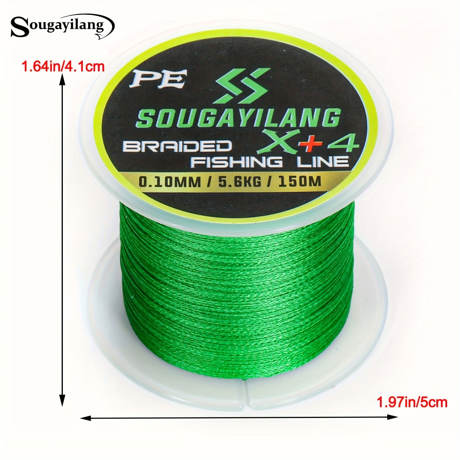 Image of Sougayilang Braided Fishing Line 150m/164yds - Heavy-duty Pe Braided Line With 5-color Options (green, Pink, Purple, ) - 5mm Thick, 4.1cm Diameter