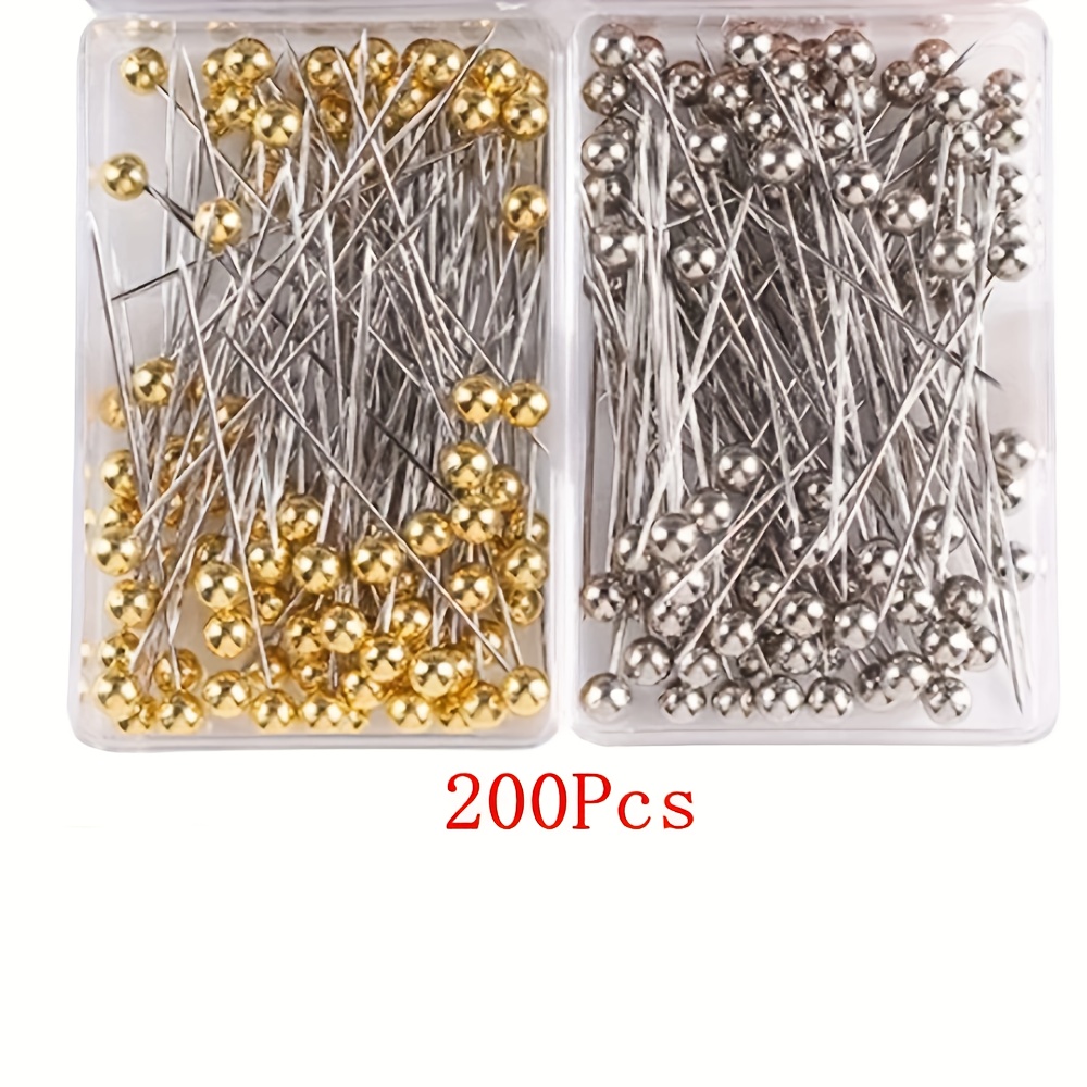 TEMU 200pcs Stainless Steel Pins, Straight Pins, Pearl Needles, Fixed Sewing Pins For , Jewelry Diy