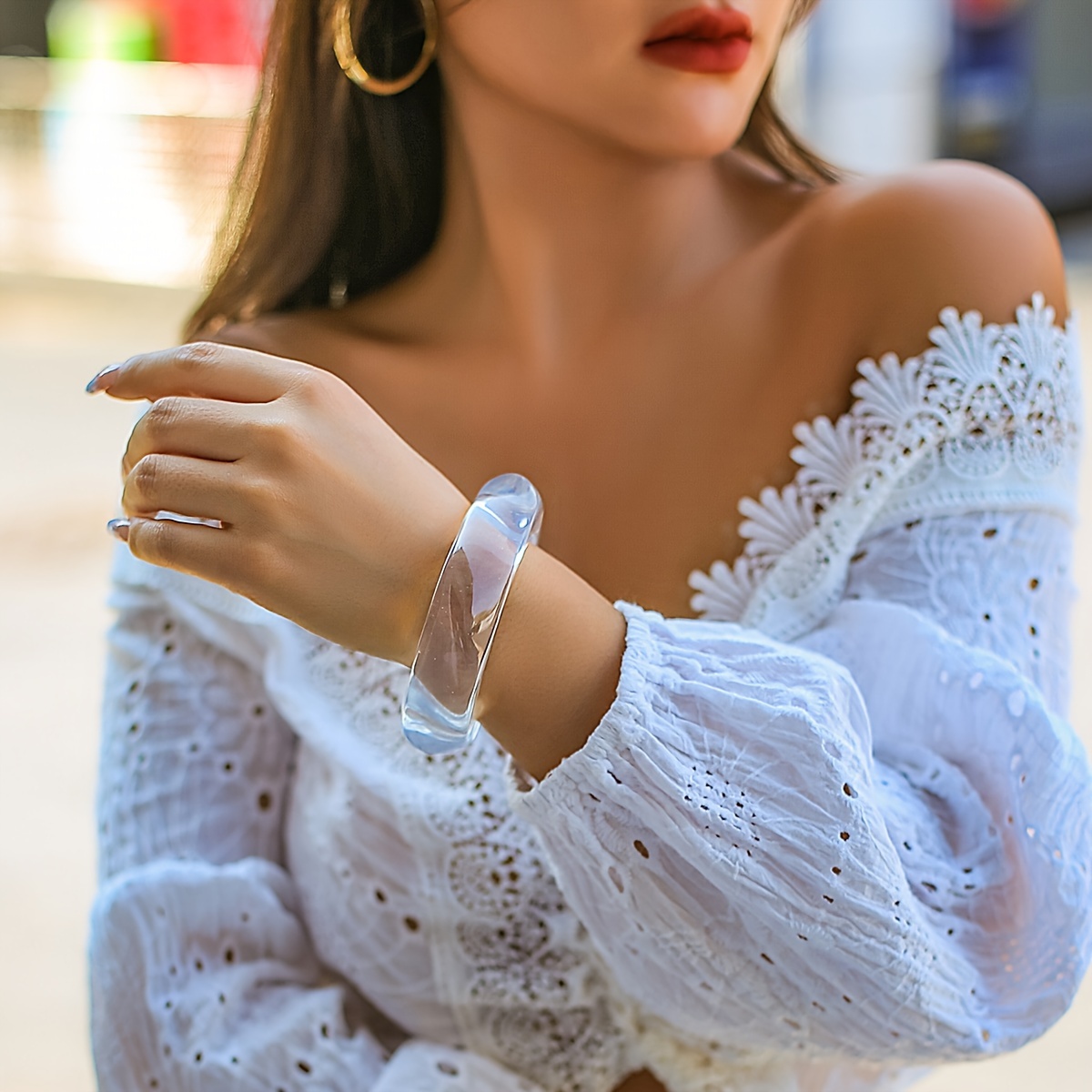 3Pcs Women's Exaggerated Resin Bracelet Set