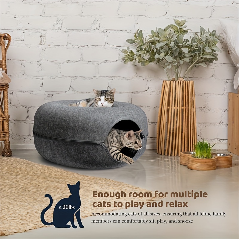 BANBERS Cat Tunnel Bed, Cat Tunnel, Indoor Cat Hiding Place, Donut Cat Bed, All-season Cat Bed And Cat Hole (dark Gray, Light Gray, 20 Inches, 24 Inches)