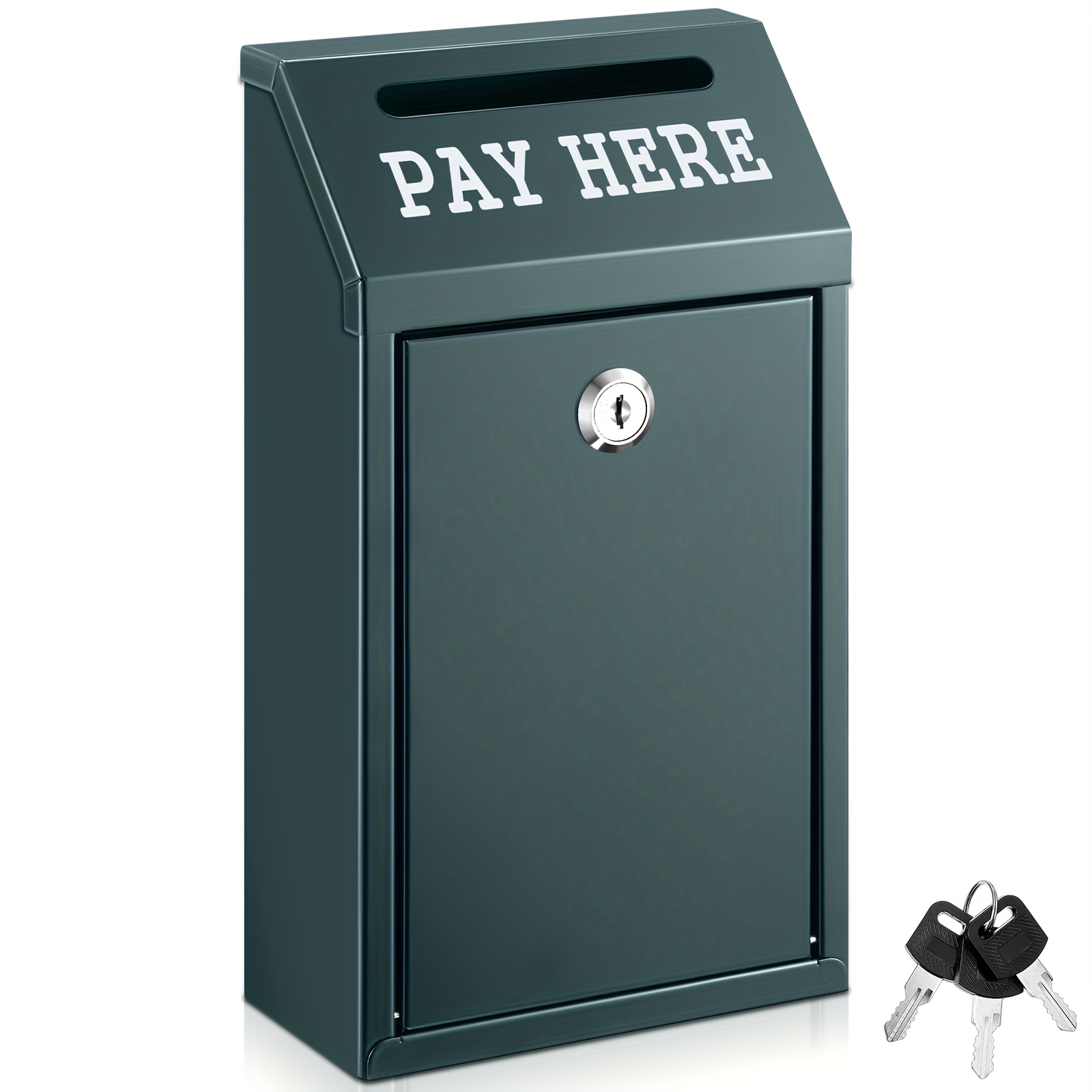 TEMU Heavy-duty Metal Cash Box With & Wall Mount - Dark Collection Box For Home Office, Outdoor Self-serve Stand, Pre-drilled Holes (10.2x5.7x2.8