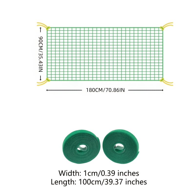 TEMU Ensemble de 3 pièces, filet d'escalade pour plantes et attaches de fixation pour plantes, utilisé pour sécuriser les plantes grimpantes pendant