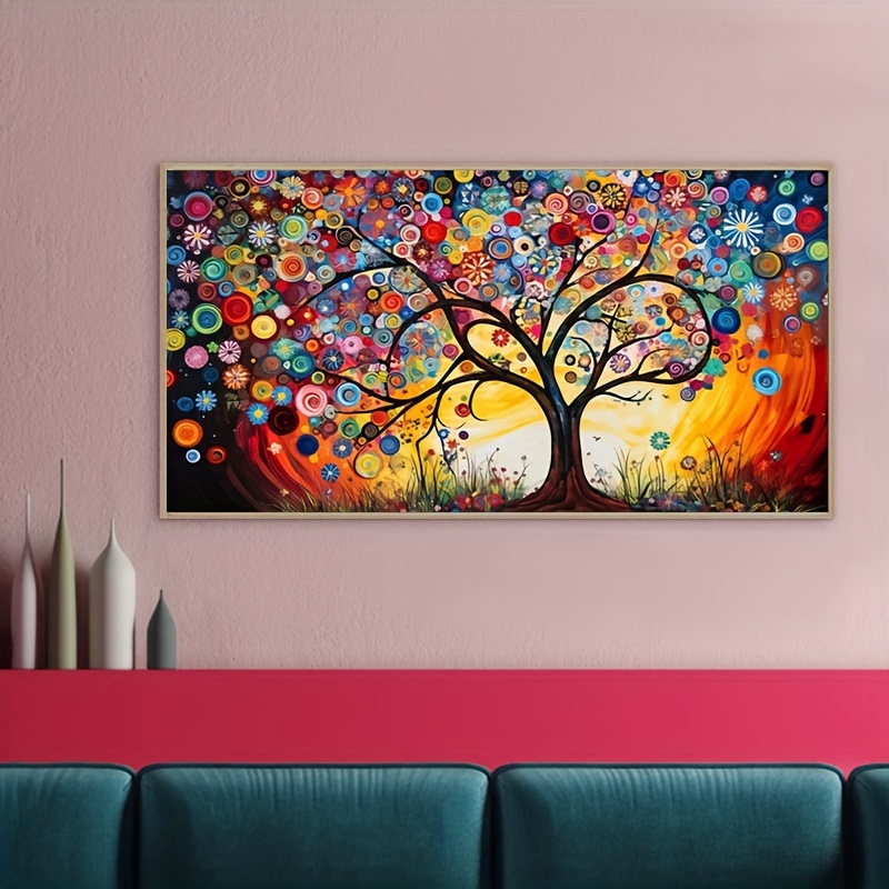 

1pc Canvas Painting Abstract Colorful Art Tree Flower Landscape Poster Print Picture For Wall Decor For Living Room Bedroom Wall Art Home Decoration Frameless 50x100cm