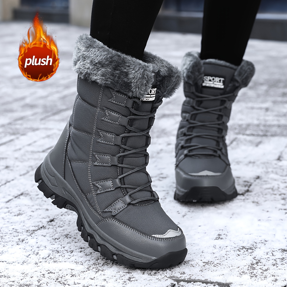Damen Wanderstiefel Wasserdicht – Mit Fleece-Futter, Rutschfeste Sohle, Für Winter & Schnee